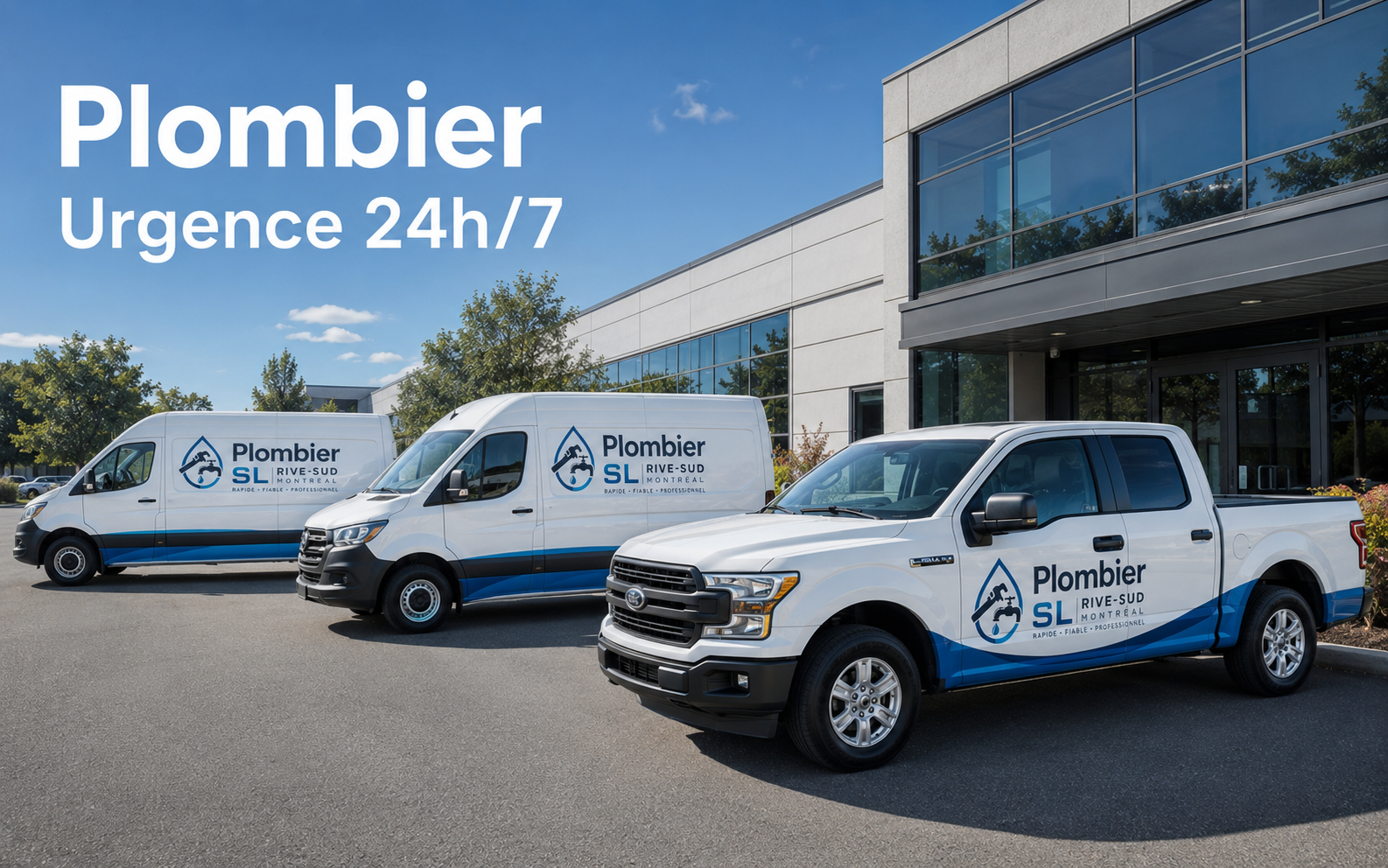 Véhicules de service de plomberie, urgence 24h/7.